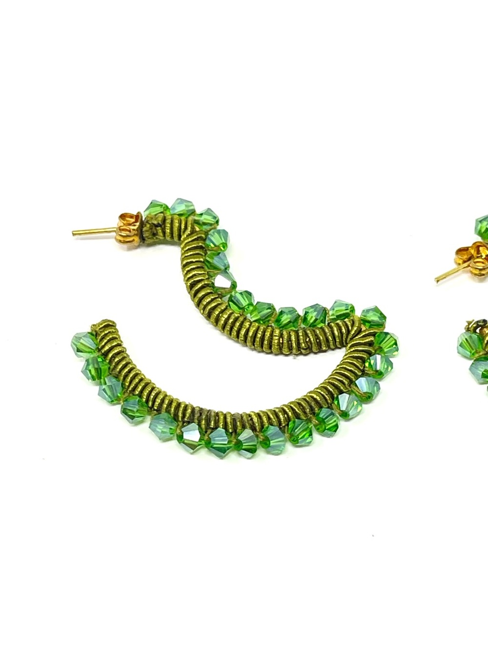 New Anthropologie Green Beaded Stone Earrings - Picture 2 of 5